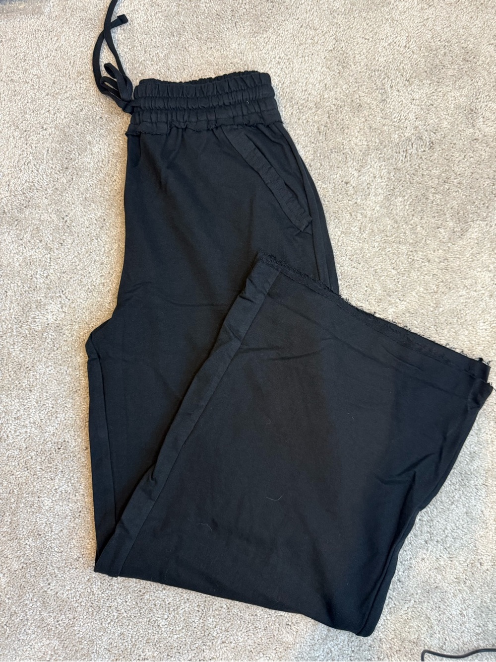 Zenana Women’s NWT 100% Cotton French Terry Wide Leg Pants - Black | S-L - Picture 2 of 7